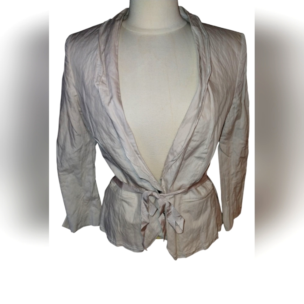 Loft NWT Elegant Cream Women's  Belted Jacket 92% Cotton